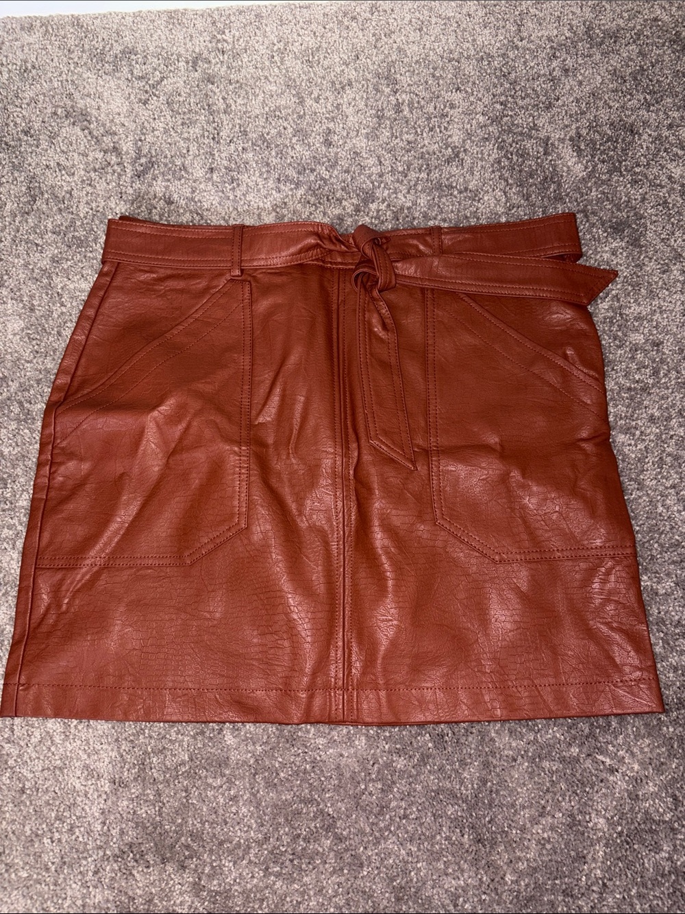 Brown leather skin skirt